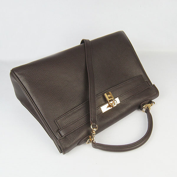 High Quality Hermes Kelly 35cm Togo Leather Bag Dark Coffee 6308 - Click Image to Close